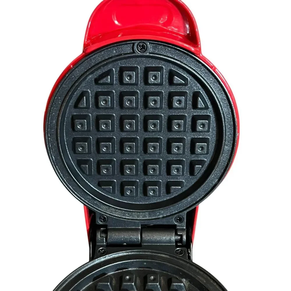 Bella Mini Waffle Maker Model GH-6201 Red Nonstick 4 Inch 350W Appliance